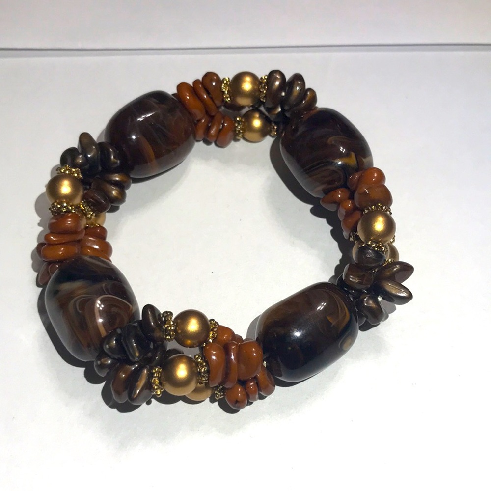 Brown/Gold Beaded Bracelet
